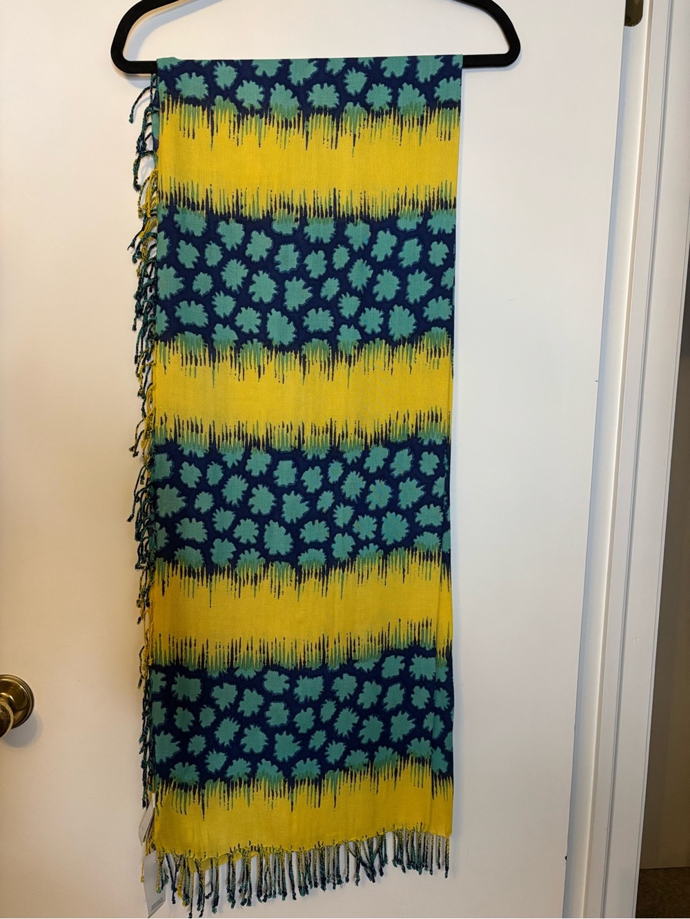 LOFT Blue, Teal & Yellow Patterned Decorative Scarf 27”x70”